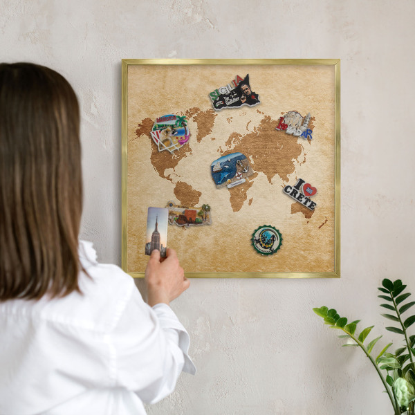 Plechové tabule na magnety zlatý rám Starožitná mapa