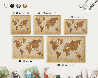Plechové tabule na magnety zlatý rám Starožitná mapa