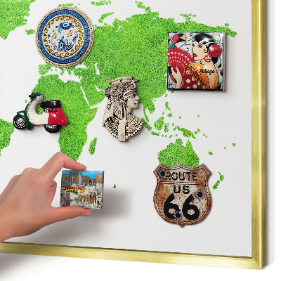 Magnetické tabule na magnety v zlatém rámu Zelená mapa