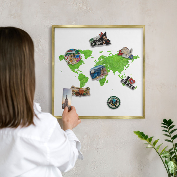 Magnetické tabule na magnety v zlatém rámu Zelená mapa