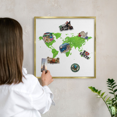Magnetické tabule na magnety v zlatém rámu Zelená mapa