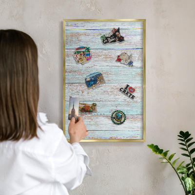 Magnetické tabule na magnety v zlatém rámu Rustikální desky