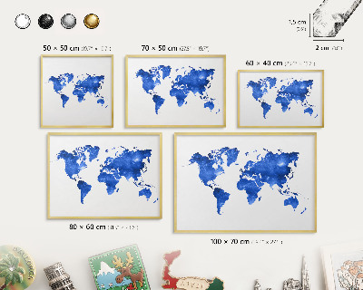 Plechové tabule na magnety zlatý rám Mapa světa