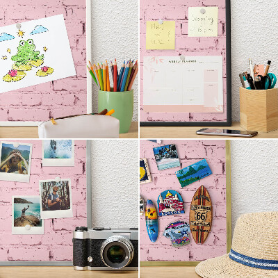 Plechové tabule na magnety zlatý rám Růžová cihla