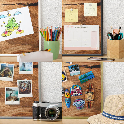 Magnetické tabule na magnety v zlatém rámu Přírodní dřevo