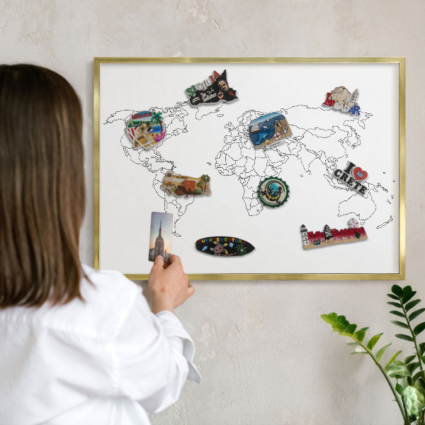 Magnetické tabule na magnety v zlatém rámu Vrstevnicová mapa