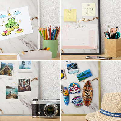 Magnetické tabule na magnety v zlatém rámu Mramorová elegance