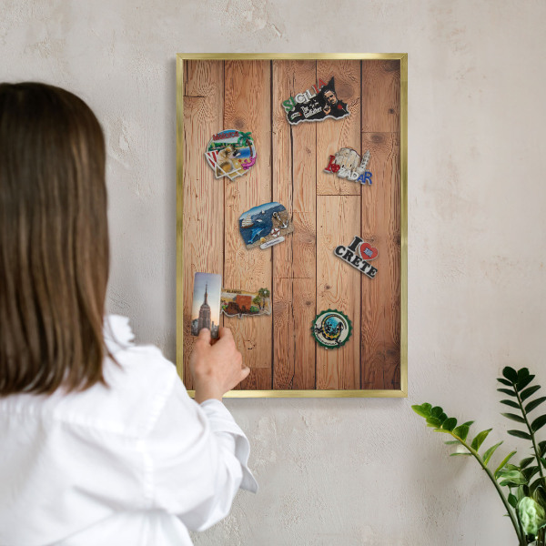 Magnetické tabule na magnety v zlatém rámu Dřevěné desky