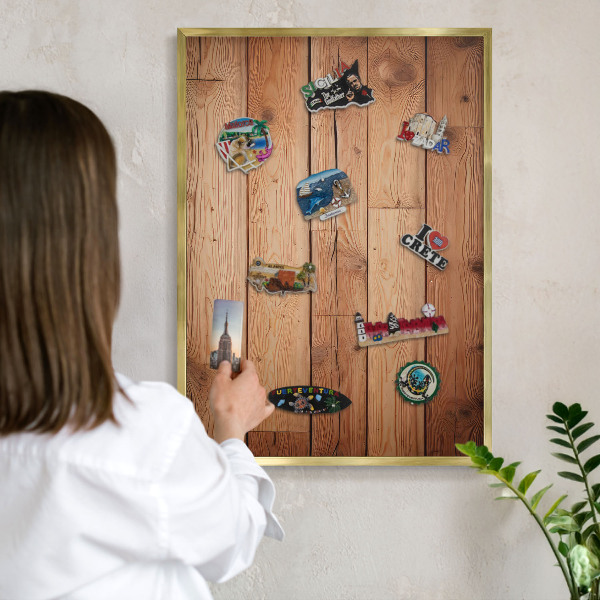 Magnetické tabule na magnety v zlatém rámu Dřevěné desky