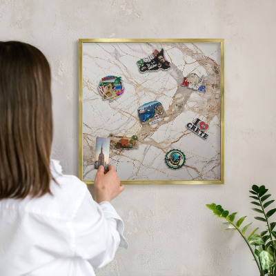 Plechové tabule na magnety zlatý rám Mramorová elegance