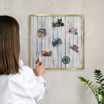 Magnetické tabule na magnety v zlatém rámu Světlé dřevo