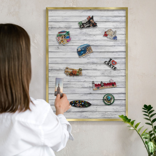 Magnetické tabule na magnety v zlatém rámu Světlé dřevo