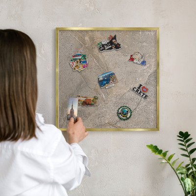 Magnetické tabule na magnety v zlatém rámu Béžový kámen