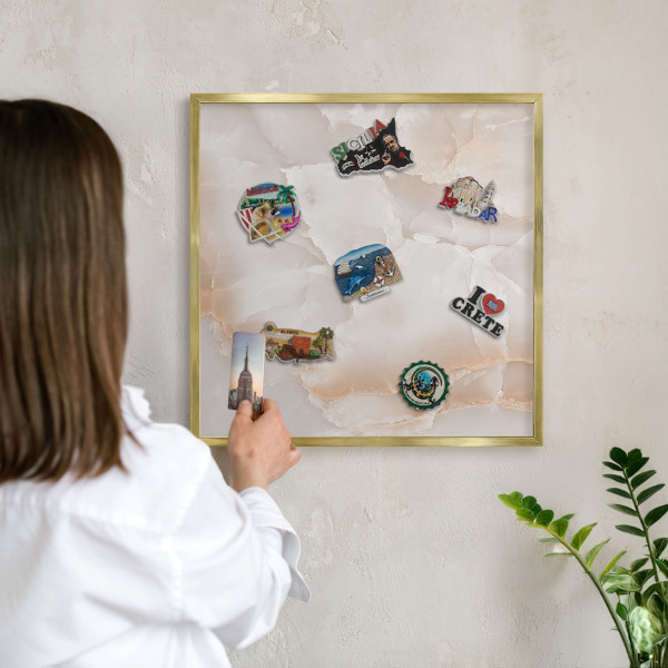 Magnetické tabule na magnety v zlatém rámu Jemné vlny