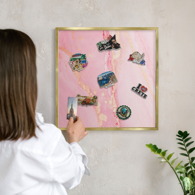Plechové tabule na magnety zlatý rám Růžová elegance