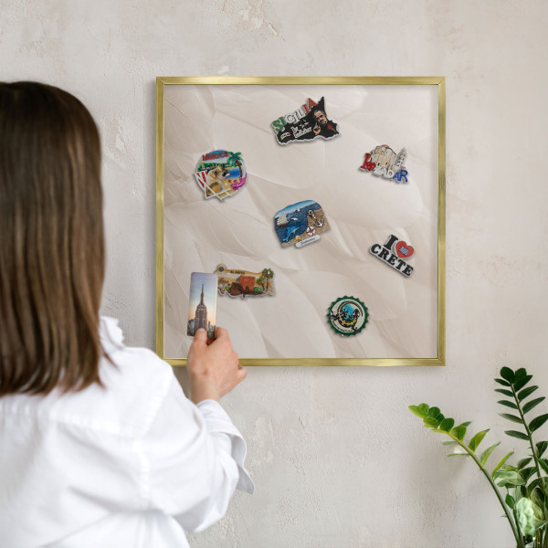 Magnetické tabule na magnety v zlatém rámu Krémové peří