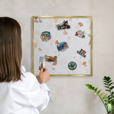 Magnetické tabule na magnety v zlatém rámu Teplá mozaika