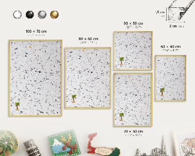 Plechové tabule na magnety zlatý rám Terrazzo styl