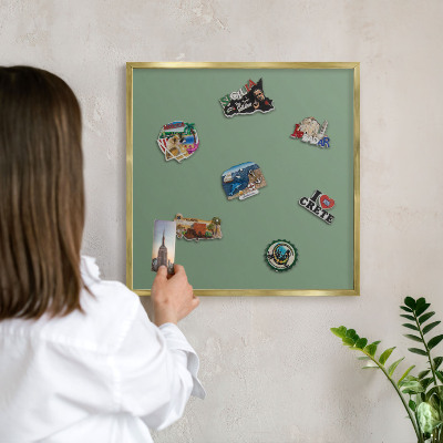Plechové tabule na magnety zlatý rám Tlumená zelená