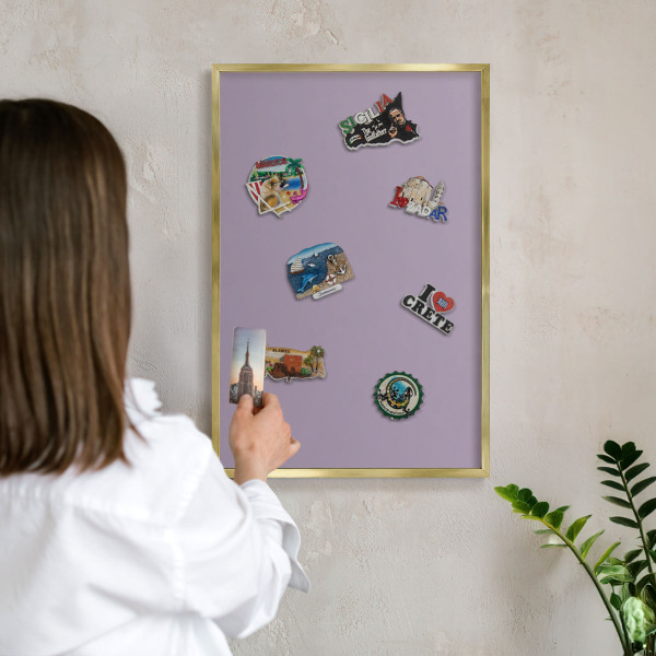 Magnetické tabule na magnety v zlatém rámu Lila fialová