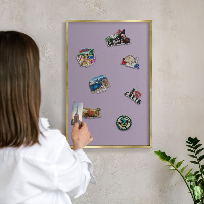 Magnetické tabule na magnety v zlatém rámu Lila fialová