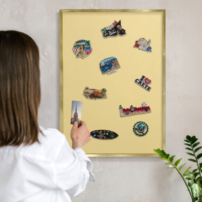 Magnetické tabule na magnety v zlatém rámu Krémově žlutá