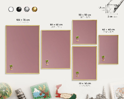 Magnetické tabule na magnety v zlatém rámu Prašně růžová