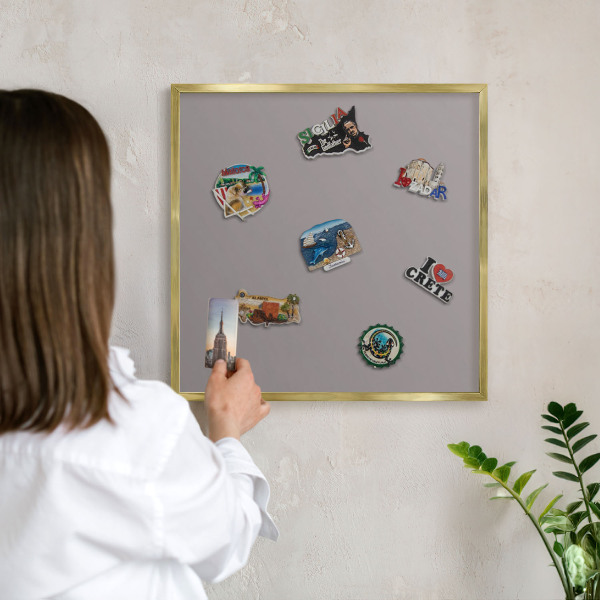Magnetické tabule na magnety v zlatém rámu Popelavě šedá