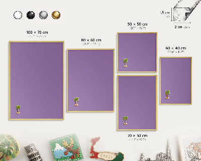 Plechové tabule na magnety zlatý rám Fialový