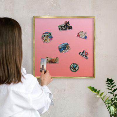 Magnetické tabule na magnety v zlatém rámu Růžová oranžová