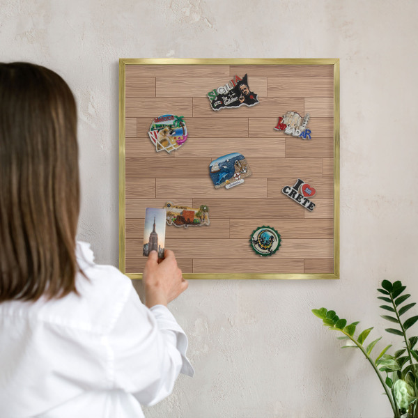 Magnetické tabule na magnety v zlatém rámu Dřevěný vzor