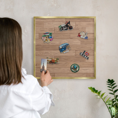 Magnetické tabule na magnety v zlatém rámu Dřevěný vzor