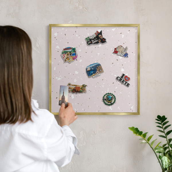 Magnetické tabule na magnety v zlatém rámu Moderní teraco