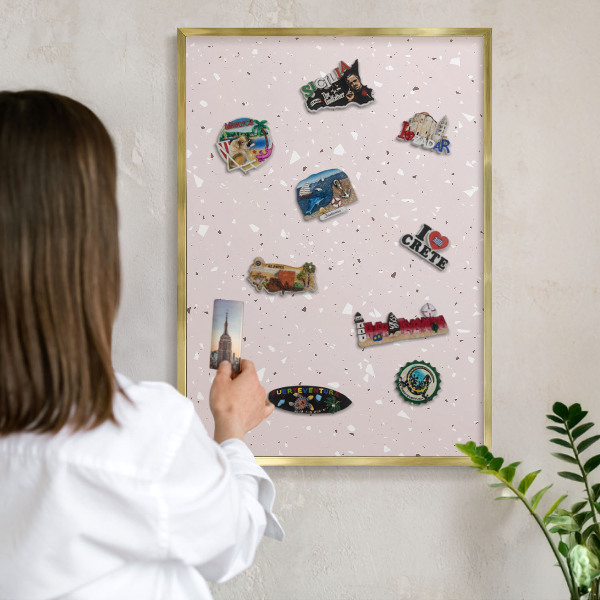 Magnetické tabule na magnety v zlatém rámu Moderní teraco