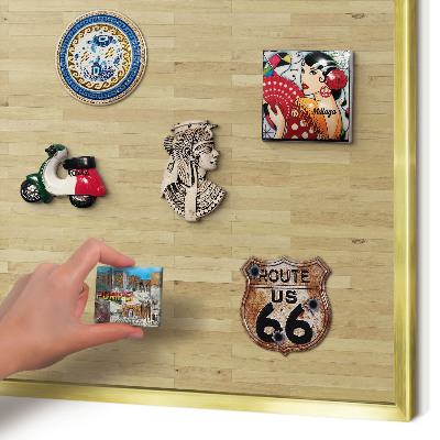 Magnetické tabule na magnety v zlatém rámu Dřevěná textura