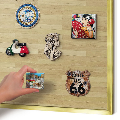 Magnetické tabule na magnety v zlatém rámu Dřevěná textura