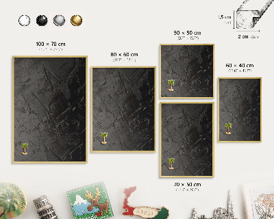 Plechové tabule na magnety zlatý rám Texturovaná černá