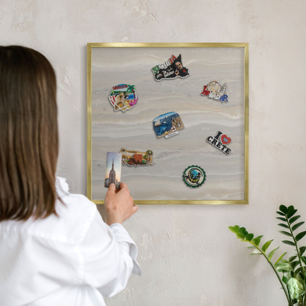 Plechové tabule na magnety zlatý rám Mramorová textura