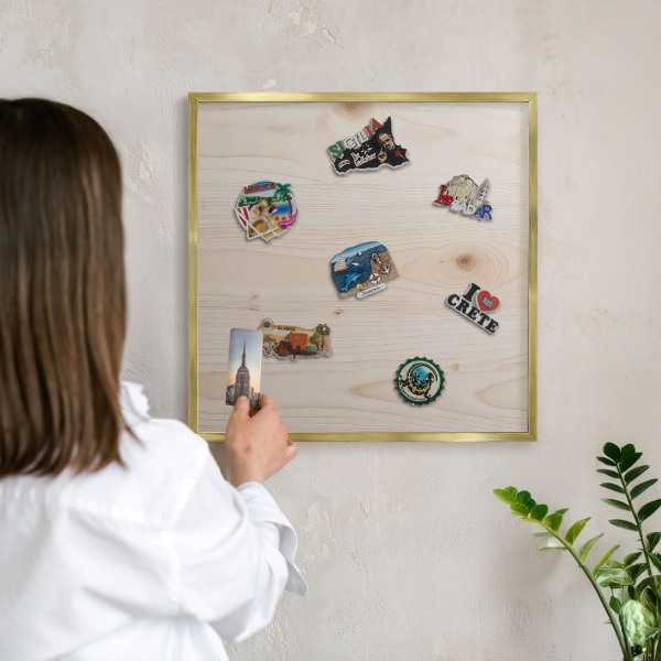 Magnetické tabule na magnety v zlatém rámu Dřevěný vzor