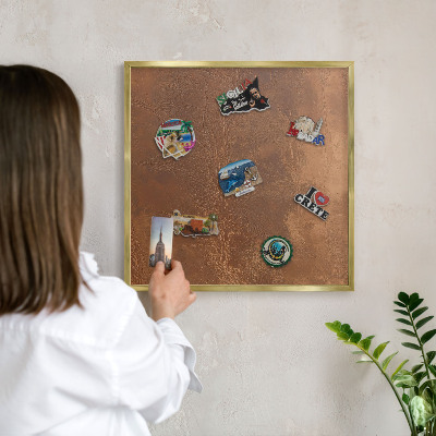 Plechové tabule na magnety zlatý rám Hnědá textura