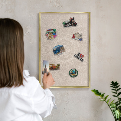 Plechové tabule na magnety zlatý rám Dekorativní mandala