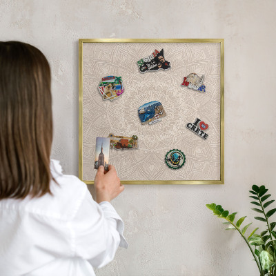 Plechové tabule na magnety zlatý rám Dekorativní mandala
