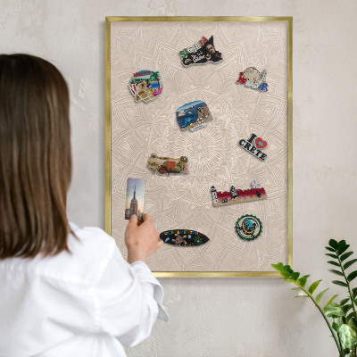 Plechové tabule na magnety zlatý rám Dekorativní mandala
