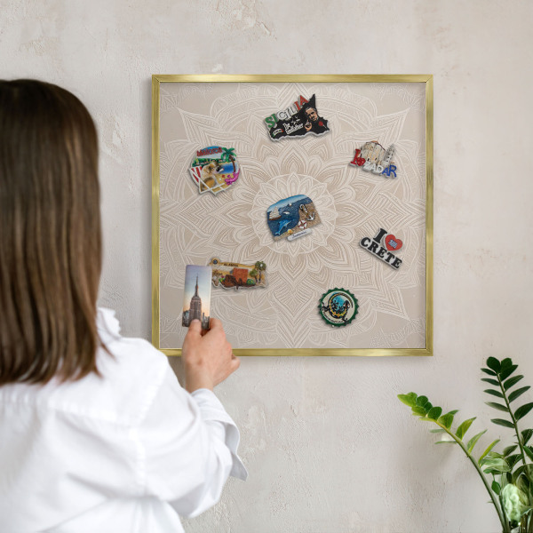 Magnetické tabule na magnety v zlatém rámu Vzor mandaly