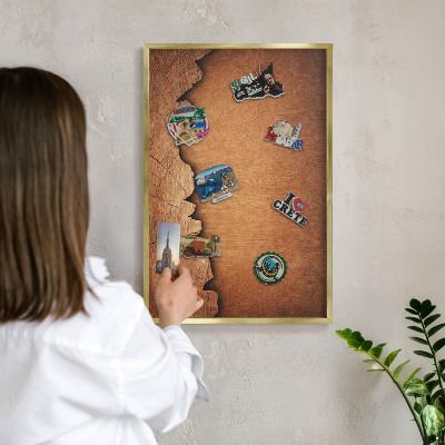 Magnetické tabule na magnety v zlatém rámu Dřevěná textura