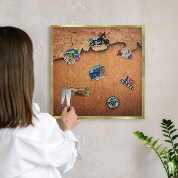Magnetické tabule na magnety v zlatém rámu Dřevěná textura