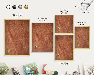 Plechové tabule na magnety zlatý rám Dřevěná textura