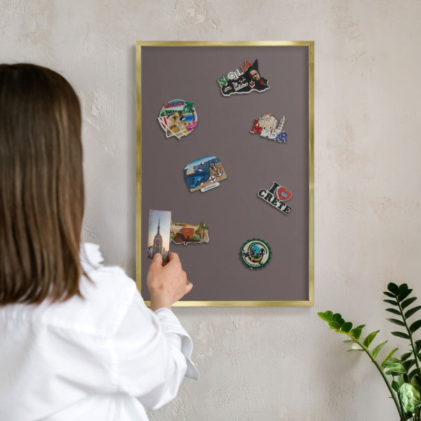 Magnetické tabule na magnety v zlatém rámu Vybledlá hnědá