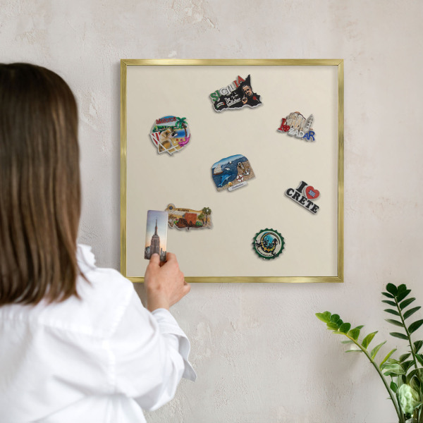 Magnetické tabule na magnety v zlatém rámu Světlý kámen