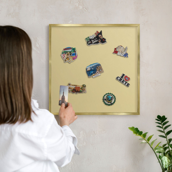 Magnetické tabule na magnety v zlatém rámu Béžovo-žlutá